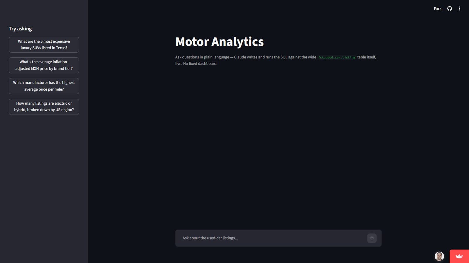 Used Car Analytics (Wide Table)